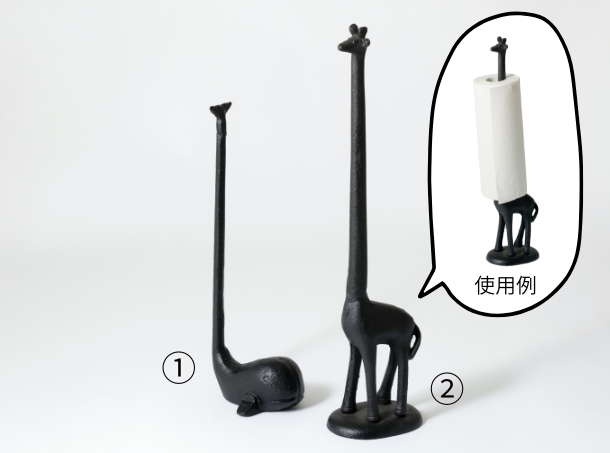 <p class="small"><span class="yellow  block">～大切なあの人に～</span><span class="orange block">キッチンペーパーホルダー</span><span class="orange block">①クジラ　3,080円</span><span class="orange block">②キリン　4,840円</span></p>
