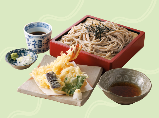 <p style="font-size: 15px;"><span class="green block">天ざるそば　1,276円</span></p>
